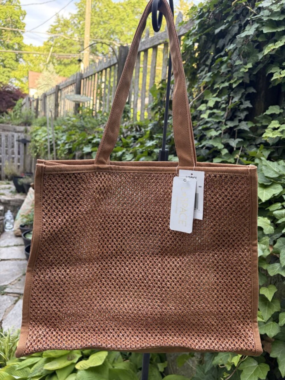 NEW L*Space Mallorca Natural Straw Tote Bag Raffia Woven Shopper Beach Pool